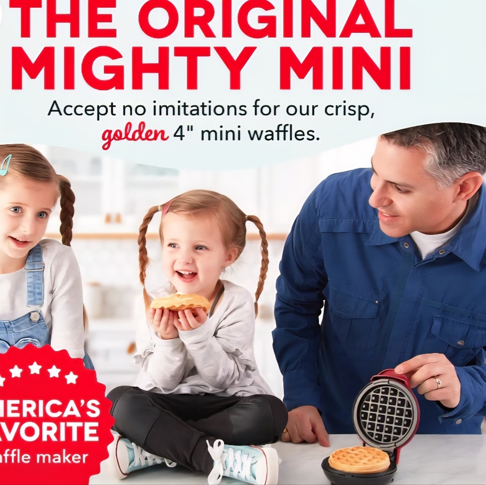 Dash Mini Waffle Maker Red New In Box - Picture 7 of 8